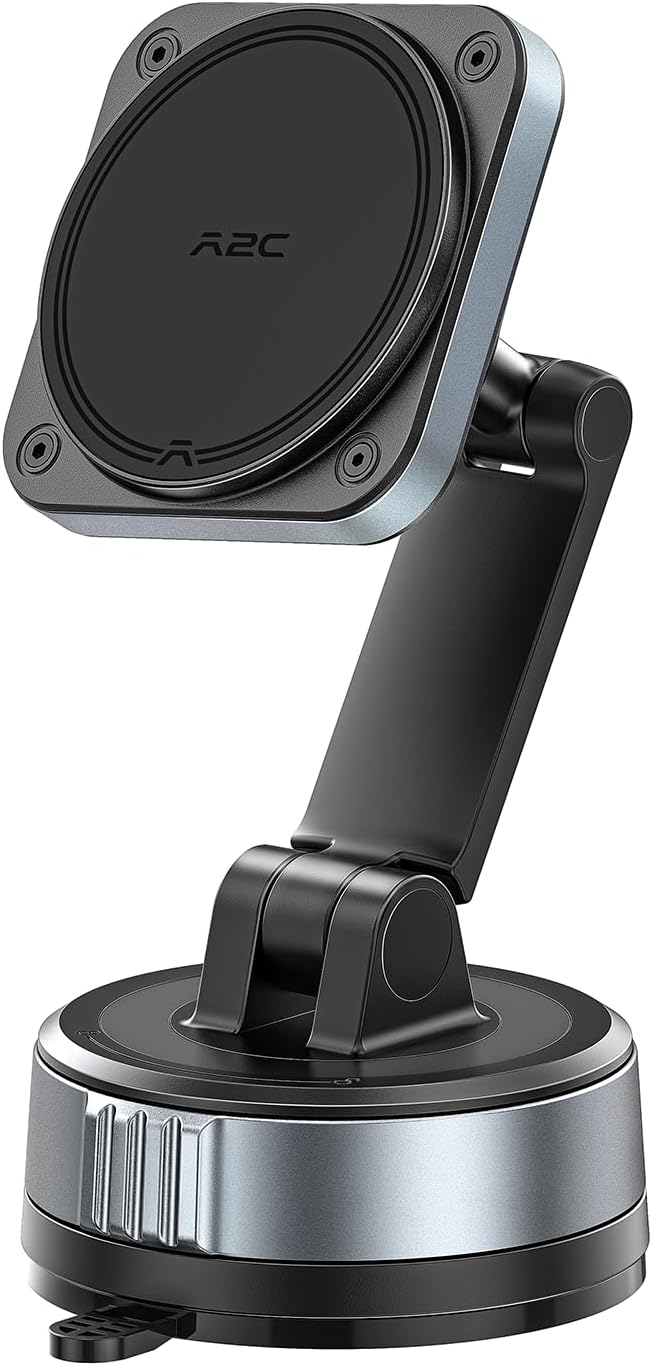 APPS2Car Dashboard Phone Mount for MagSafe, Strong Magnetic Car Phone Holder with Gel-Lock™ Suction, Dual Pivot Adjustable Arm, Stable Fit for iPhone 12–17 Series