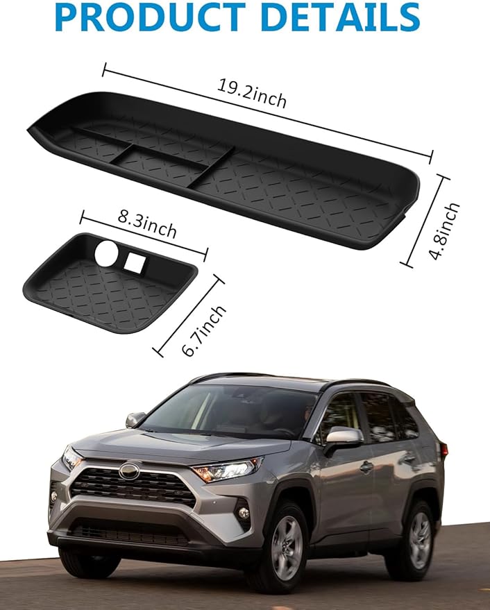 HZCZLO Center Storage Organizer Tray Compatible with Toyota RAV4 2025-2019 Accessories, Center Console Mat,Passenger Storage Organizer Silicone Mat for Toyota RAV4 2Pcs