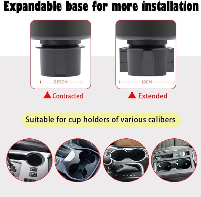 Cup Holder Expander for Car, 2 in 1 Cup Holder Phone Mount with Adjustable Base, Car Cupholder for Yeti Hydro Flasks 16-40oz Cup, 32/40 oz Large Bottles Drink Mugs,Big Cup-Large