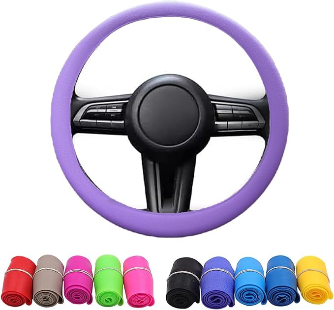 Cool Non-Slip Silicone Steering Wheel Protector, Protective Cover, Non-Slip Steering Wheel Cover, Soft Silicone Steering Wheel Cover (Purple)