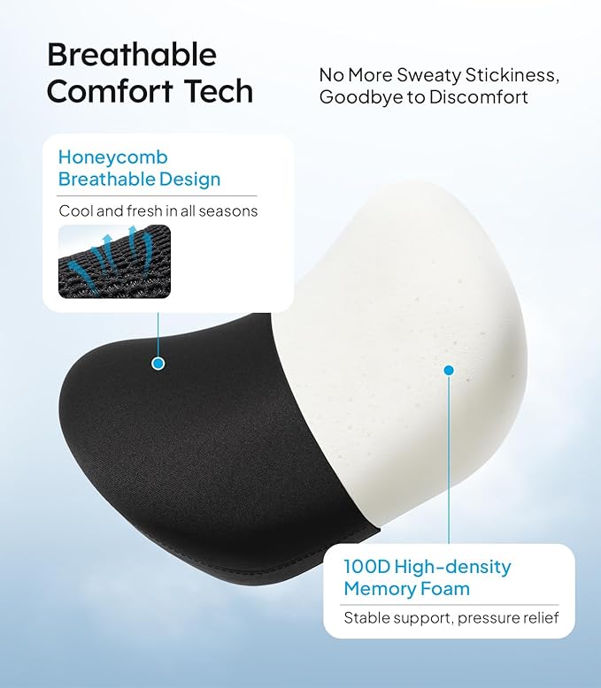 Wigoo 2026 Upgrade Car Neck Pillow [No More Pressure, Odorless] Soft Car Headrest Pillow with Adjustable Strap Removable Cover 100% Memory Foam, Fits All Vehicles (Black 2-Pack)