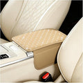 Car Center Console Cover, Leather Vehicle Armrest Storage Box Protector with 2 Storage Bags, Automotive Interior Middle Console Cushion Pad, Universal for SUV Sedan Truck (Beige)