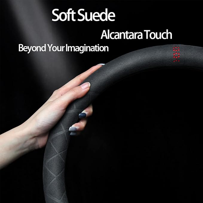 Suede Steering Wheel Cover,Compatible with Toyota Avalon Camry Corolla Highlander RAV4 Land Cruiser Suede Sport Non-Slip Wheel Cover Car Interior Accessories 15 inch for Man and Women