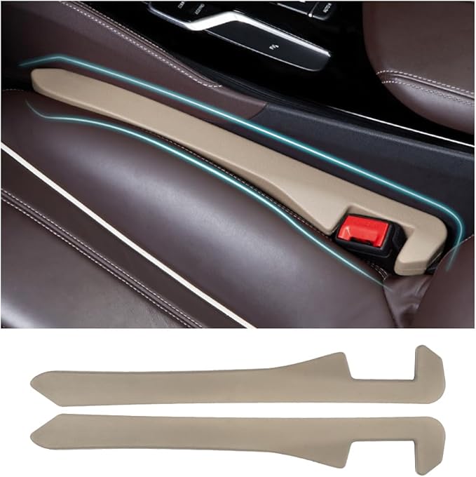 Junecarp Car Seat Gap Filler 2 Pack,Flexible Car Gap Filler Organizer to Impede Items from Dropping,Essential Interior Car Accessories Seat Gap Plug Perfectly Fits Car Gap (Beige)