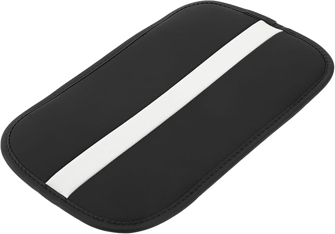 Car Armrest Cushion Pad Non-slip 12.20"x7.48" Seat Box Cover Protector Microfiber Leather Black,White Center Console Lid
