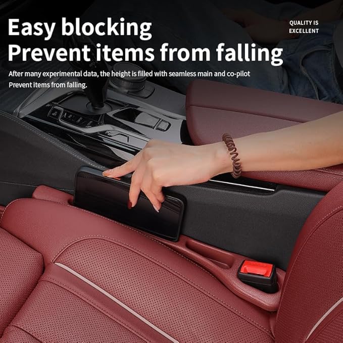 Mtverver 2PCS Car Seat Gap Filler Organizer with Phone Holder,[Upgrade Version] Car Seat Gap Organizer for Prevent Falling,Essential Car Accessories Car Side Seat Gap Filler (Claret)