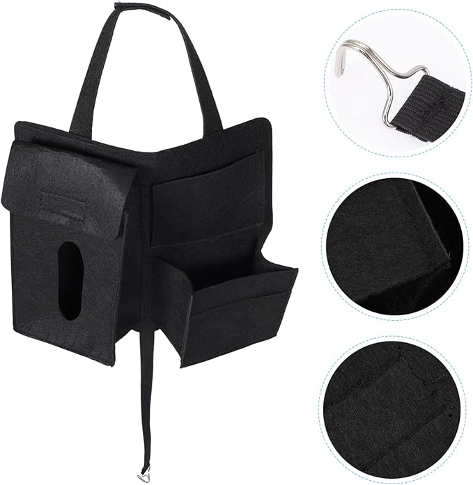 VOSAREA 2Pcs Backseat Car Organizers Durable Felt Storage Bags for Car Accessories Scratch Resistant Hanging Design for Organizing Snacks Umbrella