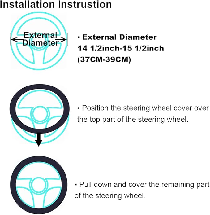 Soft Fluffy Warm Genuine Sheepskin Car Steering Wheel Cover, Fuzzy Fur Wool Protector for Winter Universal Car 14 1/2inch-15 1/2inch, Anti-Slip Comfortable Auto Accessories (Pearl)
