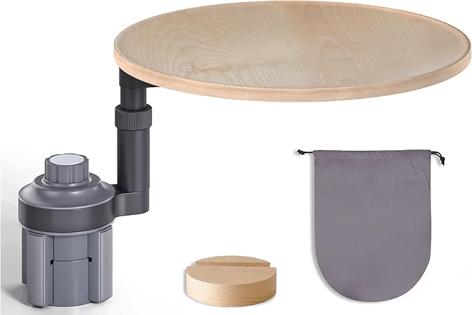 Ymipre Car Desk for Laptop & Car Table Tray, Height-Adjustable 360° Rotating Wood Car Laptop Mount, Cup Holder Table, Steering Wheel Tray, Compatible with Tesla & Most Vehicles