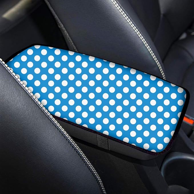 Polka Dot Auto Center Console Armrest Pad Seat Box Cover Universal Fit Car Arm Rest Cover Cushion Mat for SUV Vehicle Truck Car Accessories