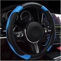 Car Steering Wheel Cover, 15 Inch Leather Breathable Auto Steering Wheel Protector, Comfortable Non-Slip Vehicle Steering Wheel Covers, Universal Interior Car Accessories (Black+Blue)