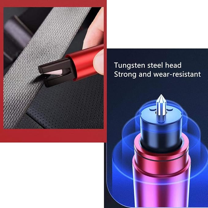 HHXS Car Safety Hammer Emergency Escape Tool One Second Window Breaker Seatbelt Cutter Car Glass Breaker Life-Saving Emergency Artifact-(Red)