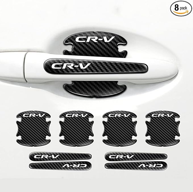 HUIANTS Car Door Handle Sticker - 8PCS Carbon Fiber Anti-Scratches Protective Films - Compatible with CR-V
