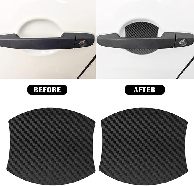 kingsea 4PCS Car Door Handle Scratch Protector, Removable Magnetic TPU 3D Carbon Fiber Texture Car Door Handle Paint Scratch Protector Sticker Universal (Style 1)