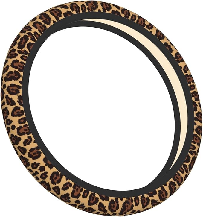 Leopard Print Steering Wheel Cover Neoprene Universal 15 Inches Car Steering Wheel Protector for Women Men