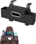 Car Organizers and Storage Box, Multifunctional Car Organizer and Storage Box Back Seat, 3-in-1 Holder Tissue Dispenser, Phone Stand for Snacks, Drinks, Bag Hook, Keep Tidy & Organized (Black)