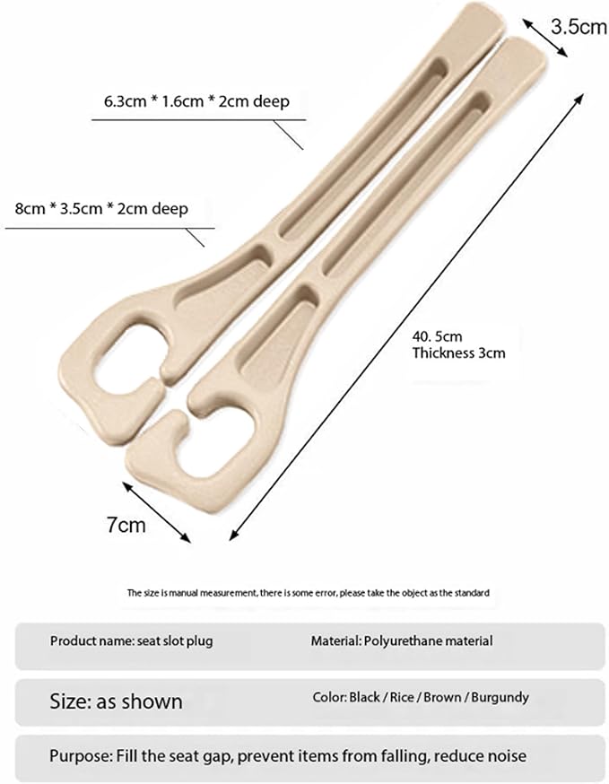 Mtverver Car Seat Gap Filler Organizer Universal Fit Car SUV Truck Console Side Plug Strip Stopping Phone Key from Falling, Pack of 2 (Beige)