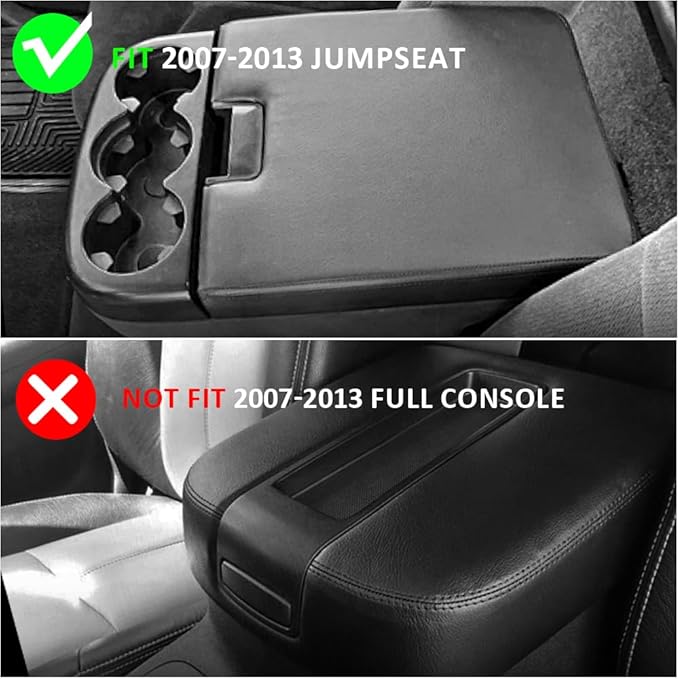 DEYTOP Center Console Cover for Chevy Silverado & Tahoe 2007-2013 Console Armrest Cover for GMC Sierra 2007-2013 Car Cushion Protector Pad (Jump Seat Console ONLY) (Gray with Pad, 07-17 Jump SEAT)