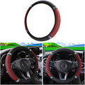 LoyaForba Bling Soft Leather Steering Wheel Cover, 15 Inch Colorful Rhinestones Auto Elastic Steering Wheel Protector, Sparkly Crystal Diamond for Women Girls, Car Accessories for Most Cars (Wine Red)