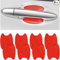 8PCS Car Door Handle Sticker, Carbon Fiber Anti-Scratches Car Door Cup Protector, Non-Marking Auto Door Handle Protective Film, Self-Adhesive Door Side Paint Protector for All Cars (Red/8PCS)
