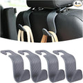 Car Seat Headrest Hook, 4 Pack Auto Seat Hanger Storage Organizer for Purse Handbag Coats Grocery Bags, Car Interior Accessories, Universal Vehicle Backseat Plastic Hanging Hook (Gray)