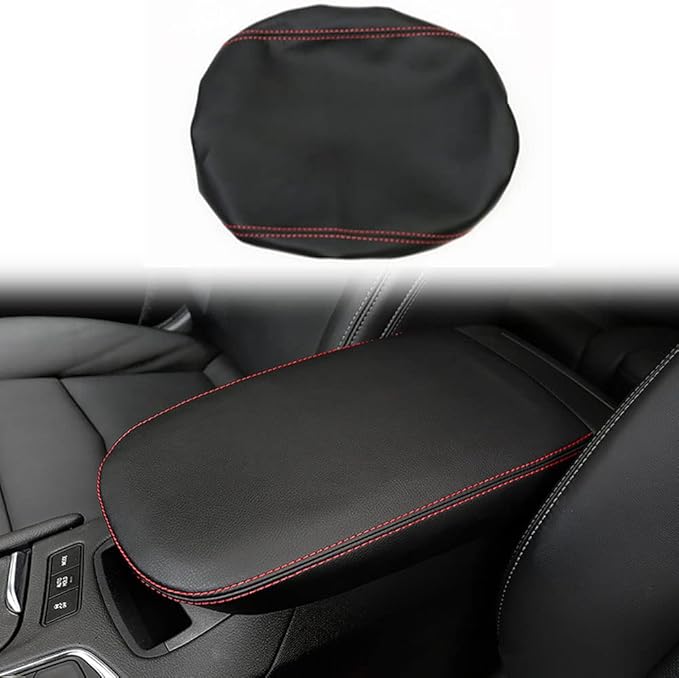 BOYOUS Car Armrest Cover Waterproof Center Console Pad Covers Scratch Resistance Leather Protector Interior Decoration Accessories Fit for Cadillac XT5 2016-2025 XT6 2020-2025（Red Stitches）