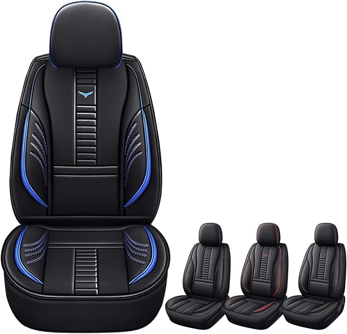 Pengchen Auto Front Seat Covers Fit for Lexus 1999-2025 95% Models, 3D Front Split Bench Protection Compatible with Side Airbag Black & Blue Line