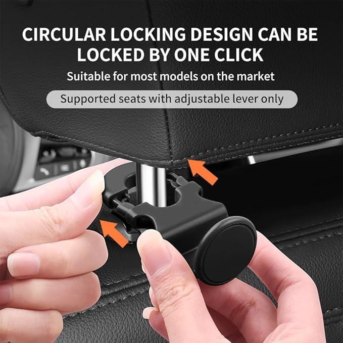 4PCS Upgraded Headrest Hooks for Car with Round Lock Design,Concealed Car Seat Hooks for Storing Umbrellas/Handbags,Universal Cars Purse Hook as Back Seat Organizer
