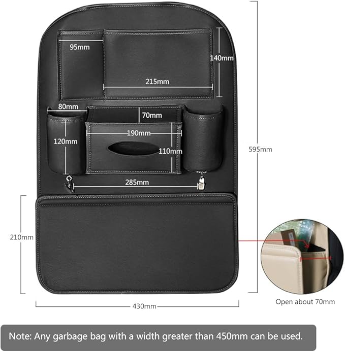 1PCS Car Backseat Organizer Seat Back Protectors Kick Mats, PU Leather Car Storage Organizer Hanging Bag with Car Tissue Holder Kids Toys Storage Car Accessories (Gray)