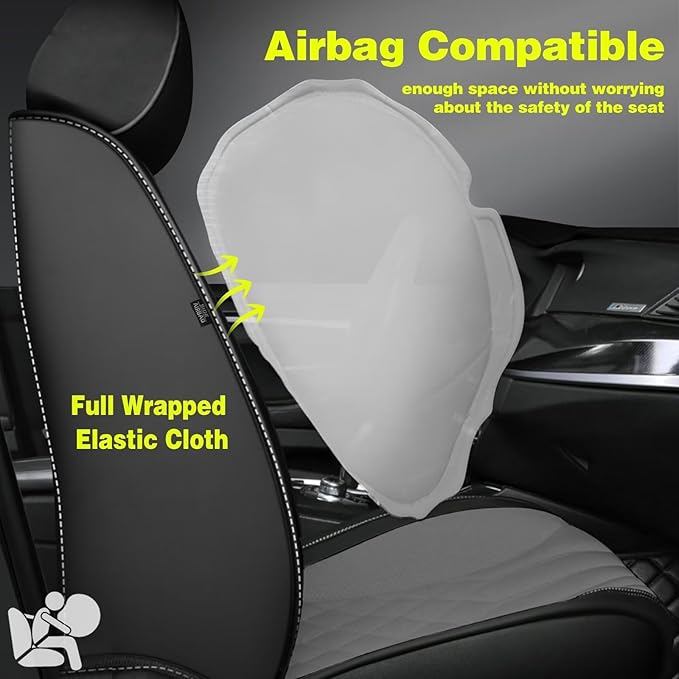 TTX Car Seat Covers Full Set Fit for Mitsubishi Eclipse Cross 2018-2026 Breathable Leather Seat Protector with Airbag Compatible Automotive 5 Seat Cushions Cover(Grey)