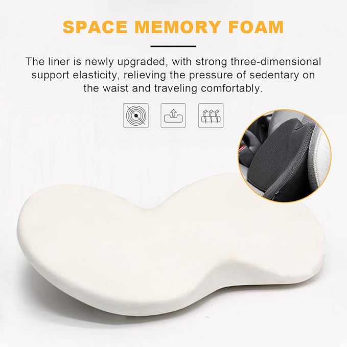 Wedge Car Seat Cushion, Non-Slip Memory Foam Driver Seat Pillow for Sciatica Tailbone Pain Relief, Auto Orthopedic Support Pad for Office Chairs Wheelchair Gaming Chair (Black)