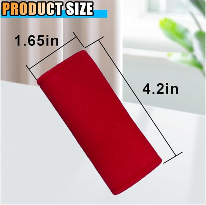 2PCS Car Inside Door Handle Protector, Colorful Soft Fluff Car Pull Handle Cover, Anti-Scratch Grab Handle Wrap, Car Interior Decoration Accessories for Women Men (Red)