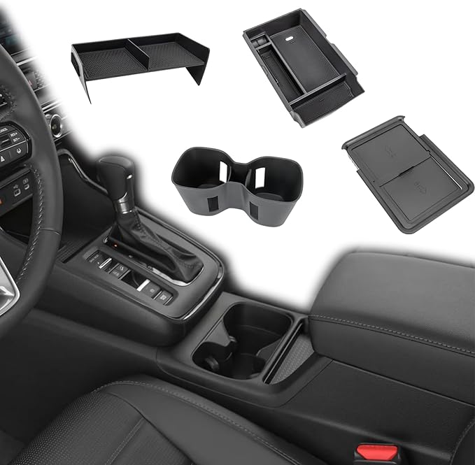 Neepiar 4PCS Center Console Organizer Compatible with 2023 2024 2025 2026 Honda CRV Secondary Box Insert Divider Armrest Storage Tray Hidden Storage Tray Cup Holder Interior Accessories
