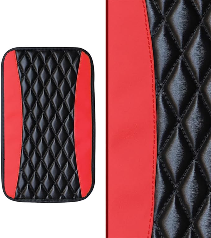 Leather Car Armrest Box Pad for Corvette C8 Stingray/C8 Coupé/C8 Z06/C8.R/C8 LT2 LT6 2019-2023 Waterproof Armrest Center Console Protector Cover Universal Arm Rest Cushion,Red, normal