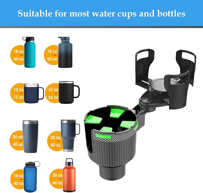 Car Cup Holder Expander Water Bottle Base fit Stanley fit owala for Yeti Rambler for Hydro Flasks 14/24/32/36/40oz -Adjustable Expandable Cup Holder Accessories for Most Cars Trucks. (BJ-2378)