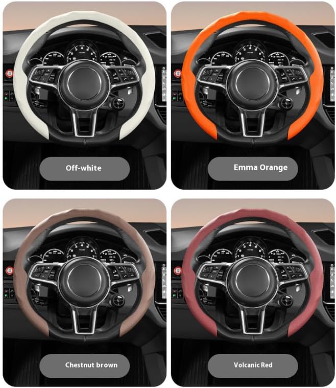 Universal Steering Wheel Cover, D-Type O-Type Design, All Season Car Accessory (Brown)