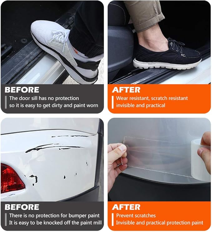 MYFAMIREA Car Door Invisible Anti-Collision Self Adhesive Seal Strip Seal Weather Strip Scratch Resistant Transparent Fit for Most Car, Protect The Car Body and Door (16.4Ft x 4In)