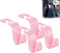 Amooca Universal Car Headrest Hooks, Car Organizer Hanger Storage Hooks for Bag Purse Cloth Grocery (Pink Set of 4)