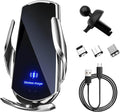 Sun Walker Wireless Car Charger Mount, Electric Induction 15W Fast Charging Bracket Air Vent Phone Holder, Auto-Clamping Wireless Charger Vent Mount Compatible with Most Smartphones (Silver)