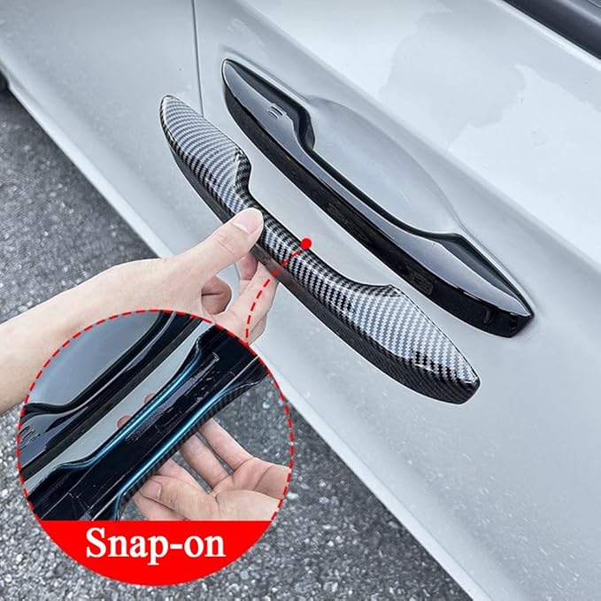 No Adhesive Snap-on Car Door Handle Cover Protector for Honda 11th Gen Civic 2022 2023 2024 2025 2026, Accord CR-V HR-V 2023 2024 2025 2026, Acura Integra 2023~2025 Accessories(2. Carbon Fiber Grain)