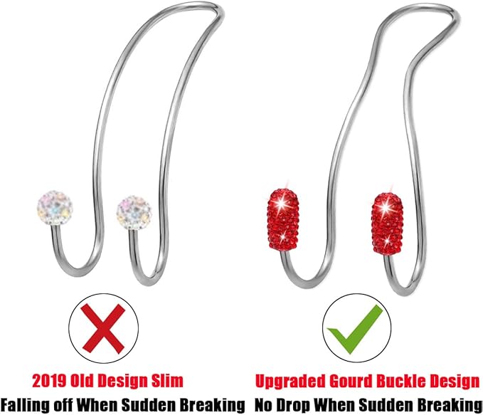 MTGOCHA Car Headrest Hooks Car Purse Hook(2 Pack),Bling Car Bag Hooks, Car Hook for Purses and Bags Cute Metal Car Purse Holder Hook, Bling Car Accessories for Women, Red