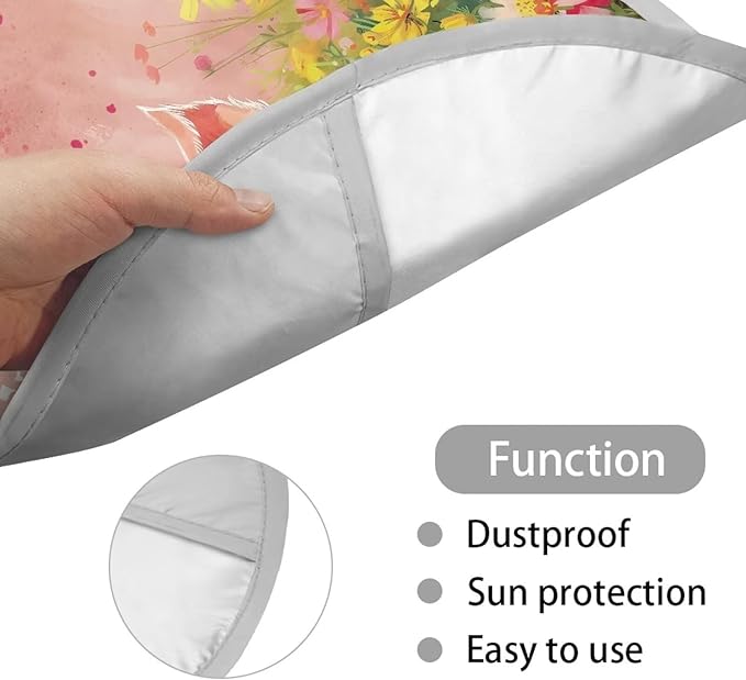 Pig Flowering Shrubs Pink Pattern Steering Wheel Sunshade Cover Sun Protection Steering Wheel UV Reflector Shade Cover Car Interior Accessories Fit Most Car Truck Van SUV