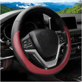 Car Steering Wheel Cover, 14.5"-15" Leather Anti-Slip Sporty Vehicle Steering Wheel Protector, Soft Breathable Auto Interior Decoration Accessories, Universal for SUV Truck Sedan (Wine Red)