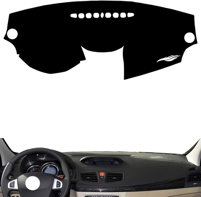 Leather Dashboard Cover Compatible with Renault Fluence（no Navigation），Dash Cover（Black）