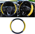 Bling Soft Leather Steering Wheel Cover, 15 Inch Colorful Rhinestones Auto Elastic Protector with Crystal Diamond for Women Girls, Car Accessories for Most Cars, SUVs (Yellow)