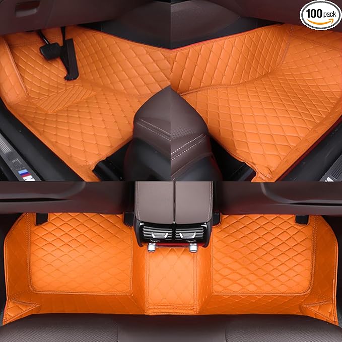Customize All-Weather Protection Waterproof Leather Floor Mats for Cars, SUVs, and Trucks According to Automotive Model (Orange)