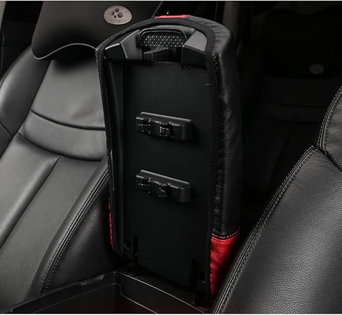 XITER Car Armrest Cover Saver, 1 Pc Center Console Leather Pad Fit for Nissan Rogue 2014-2020, 2017-2022 Rogue Sport Central Console Armrest Box Protector Interior Accessories (Red Stitches)