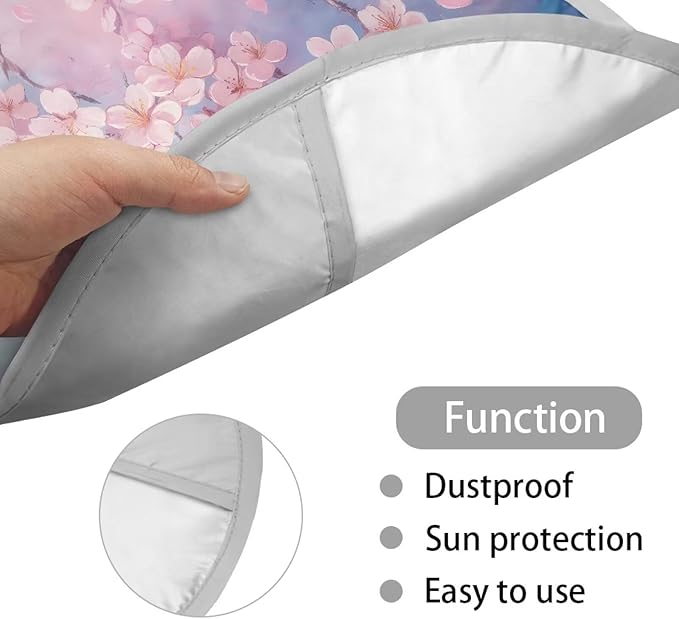 Butterfly Cherry Flower Pattern Steering Wheel Sun Shade Cover, Decorative Accessories for Women Universal Steering Wheel UV Rays Sun Visor Protector Universal Fit Car SUV Truck Van