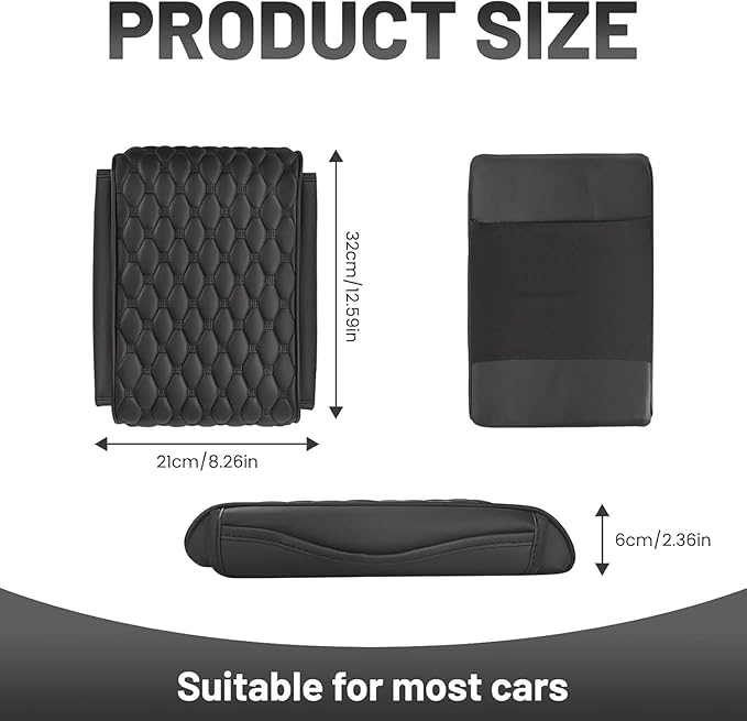 Car Center Console Cover for Polaris RZR XP 1000/4 1000 2024/2025, PU Leather Auto Center Console Pad Car Armrest Cushion Car Interior Accessories,Black