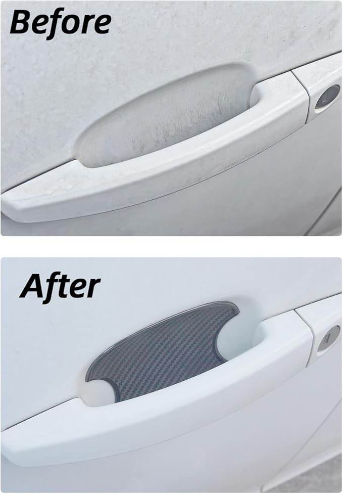 4PCS Car Door Handle Cup ScratchProtectors, TPU Carbon Fiber Pattern 3D Traceless Sticker, Car DoorHandle Paint Cover Guard Pad